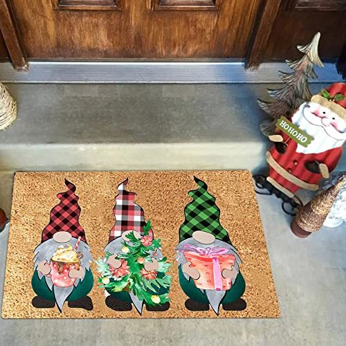 Candy101 Fußmatte Außen und Innen Weihnachten Deko - rutschfeste Weihnachtswichtel Gedruckt Fußmatten Wichtel Weihnachtsteppich Waschbar Eingangsmatte Zwerg Muster Fußabtreter (H, 60x40 cm) von Candy101