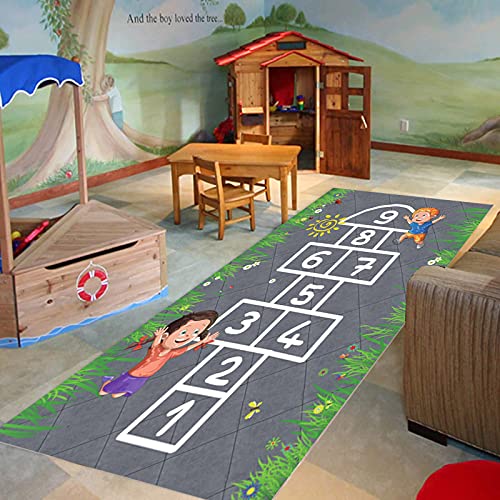 Candy101 Kinderteppich Mädchen Jungen Lernspaß Teppich Kinderzimmer Spielmatte Hüpfkästchen Spielteppich Waschbar rutschfest Kinderspielzimmer Spiel-Teppich im 4 Größen (D, 80×120 cm) von Candy101