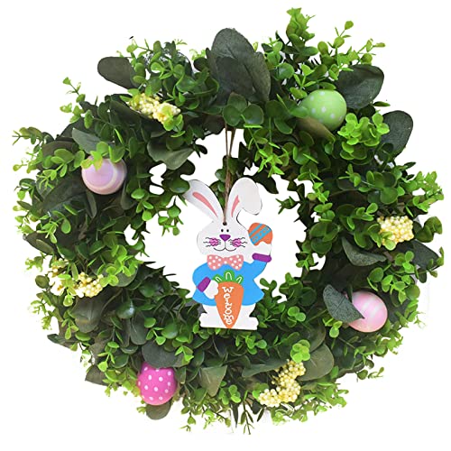 Candy101 Künstliche Türkranz Ostern Kranz 2022 Ostern Deko - Frühlingskranz 45 x 45 cm Osterkranz Tür Kranz, Osterhasenkranz, Ostertür Wreath im Freien Willkommensschild Kranz zum Aufhängen (B) von Candy101