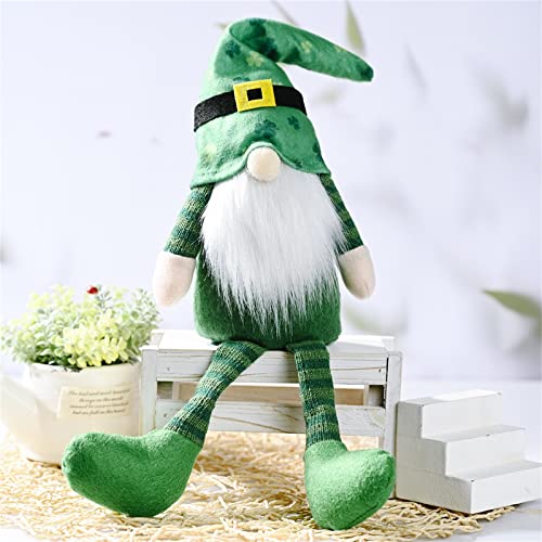 Candy101 St. Patrick's Day Langbeinige Wichtel Figuren Puppe Ornamente, Frühling Deko Irischer Plüsch Lange Beine Zwerg, Kleeblatt Figur Wichtel Tomte Dekorationen für Festliche Dekoration (B) von Candy101