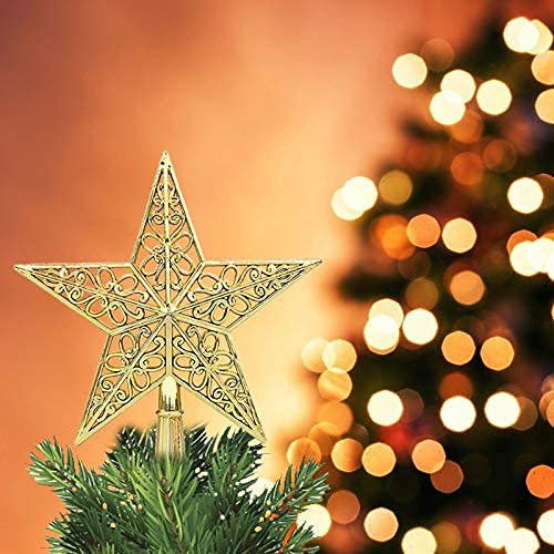Candy101 Weihnachtsbaumspitze Stern aus Kunststoff Moderne geometrische Christbaumspitze Silber Stern Weihnachten Deko Weihnachtsbaum Topper Weihnachtsschmuck Ornamente (Gold) von Candy101