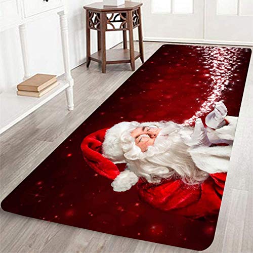 Candy101 Weihnachtsteppich rutschfest Teppich Flauschiger Weihnachten Fußmatte Weihnachtsdruck Teppich Wohnzimmer Schlafzimmer Kinderzimmer Weihnachten Deko Antirutschmatte 60 x 180 cm (Rot) von Candy101