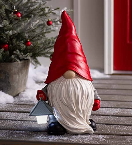 Candy101 Weihnachtswichtel mit Laterne Harz Ornament Weihnachtsdeko Beleuchtet Gesichtslose Wichtel Figuren Glühen GNOME Skulptur Handgemachte Weihnachten Basteln Kinder Geschenke (Rot) von Candy101