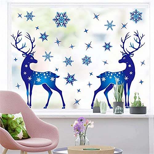 Fensterbilder Weihnachten Fenstersticker Kinderzimmer Wandtattoo Selbstklebend Aufkleber Wandaufkleber Weihnachtsdeko Fensterbild Selbstklebende Statisch Haftende PVC Aufklebe für Fenster (A) von Candy101