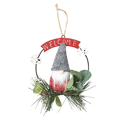 Weihnachtskranz Gesichtslose Wichtel Willkommenskranz mit Ring Hoop Weihnachtswichtel Kranz Türkranz Wandkranz Hängende für Tür Wand Fenster Weihnachtsdeko (12 cm) von Candy101