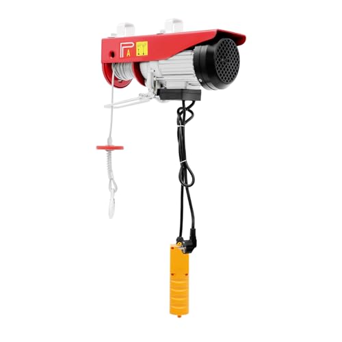 Elektrisches Hebezeug, Elektrischer Flaschenzug, Elektrische Hebevorrichtung, 1300w Elektrische Seilwinde, 20% 10 Minuten Elektrozug, Seilhebezug 800kg 6m, Rot, für Garagen, Lagerhäuser, Fabriken von Candygou