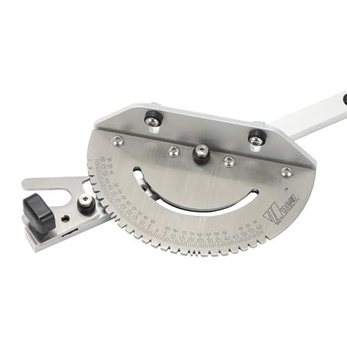 Präzisions Gehrungslehre, Präzisions Gehrungslehre für Tischsägen, Präzisions Gehrungswinkel mit Einstellbarem Winkel, Winkelanschlag für Tischkreissäge 450mm, Aluminium, für Tischsägen, Bandsägen von Candygou