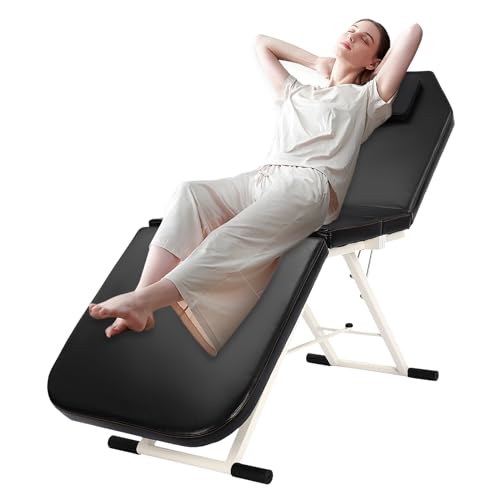 Tragbare Massageliege, Klappbar 3 Zonen Tragbarer klappbarer Spa Stuhl, Höhenverstellbarer Massagetisch mit Kopfstütze, Mobile Massageliege, bis 250kg Belastbar, 182*60*61 cm, für Salons SPA Zentren von Candygou