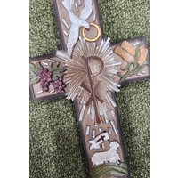 Kommunion Kreuz Geschenk Mit Trauben Und Weizen Design von CandysChristianGifts