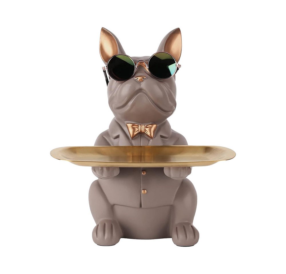 Candyse Tierfigur Französische Bulldogge Tablett Deko Statue, Ablagetablett Statue (Bulldogge Lagerung Ornament, Eingang Türöffnung Schlüssel Tray, Candy Tray, Home Decorations) von Candyse