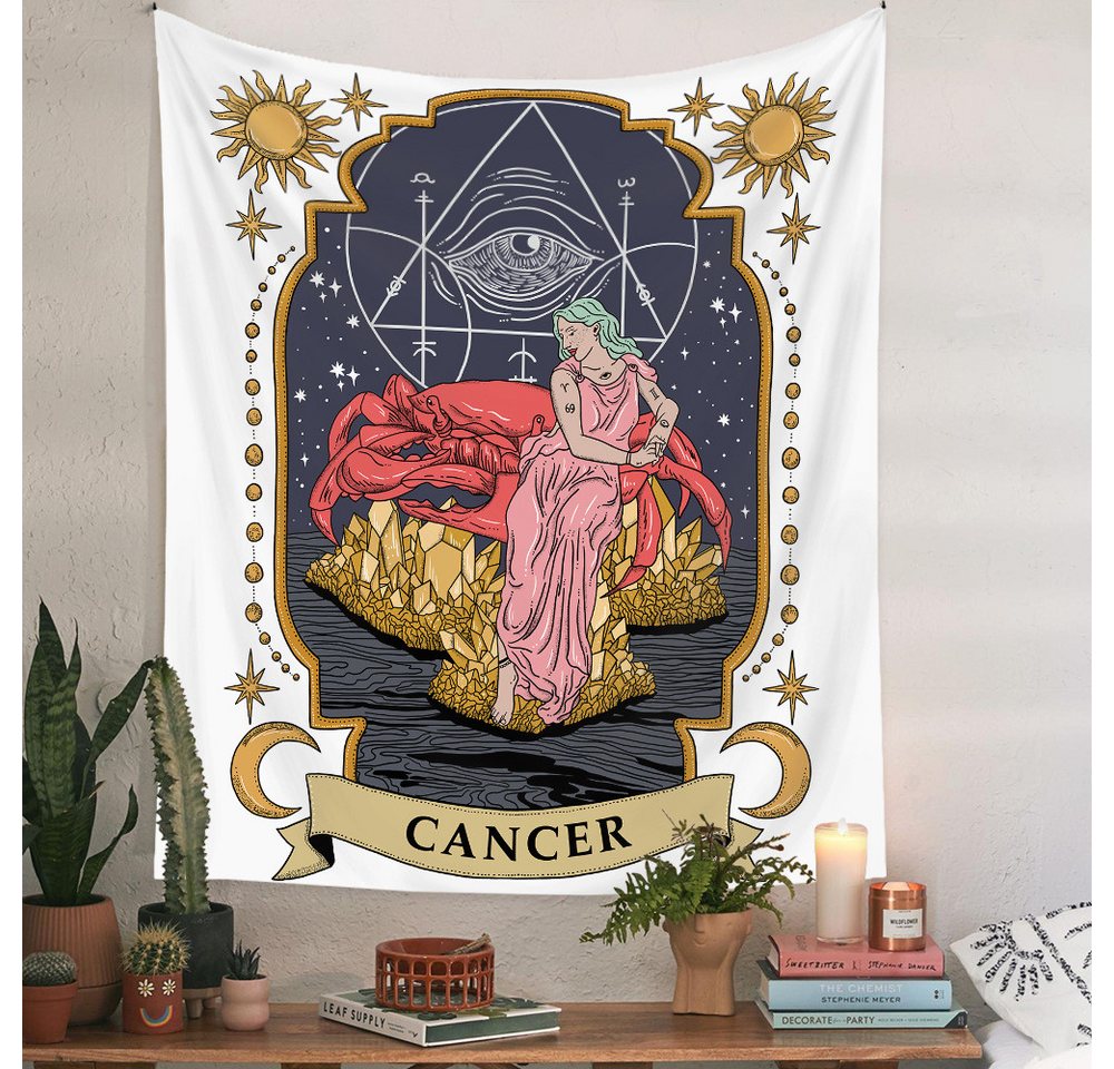 Wandteppich 12 Tierkreiszeichen Tarot Wandteppich für Schlafzimmer., Candyse, Geeignet für Schlafzimmer, Festivals, kurze Videos und Live-Streaming von Candyse