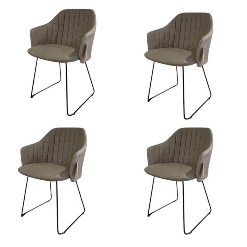 4er-Set Stuhl Choice Stoff Cane Line Natté Taupe Grau Schale Polypropylen Schwar... von Cane Line