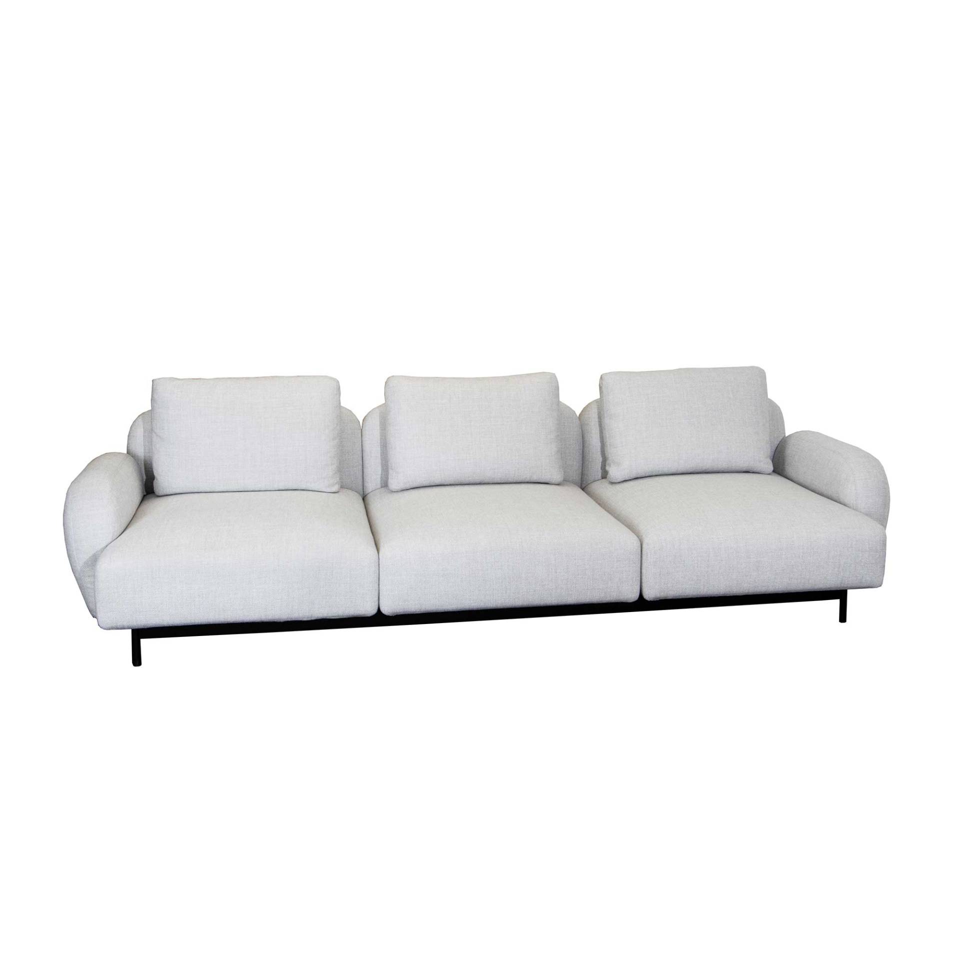 Cane-Line - Aura 3-Sitzer Sofa - hellgrau/Cane line Ambience (41 % Acryl, 38 % Polyester, 21 % Baumwolle)/Gestell Metall schwarz/BxHxT 262x68x92cm von Cane-Line