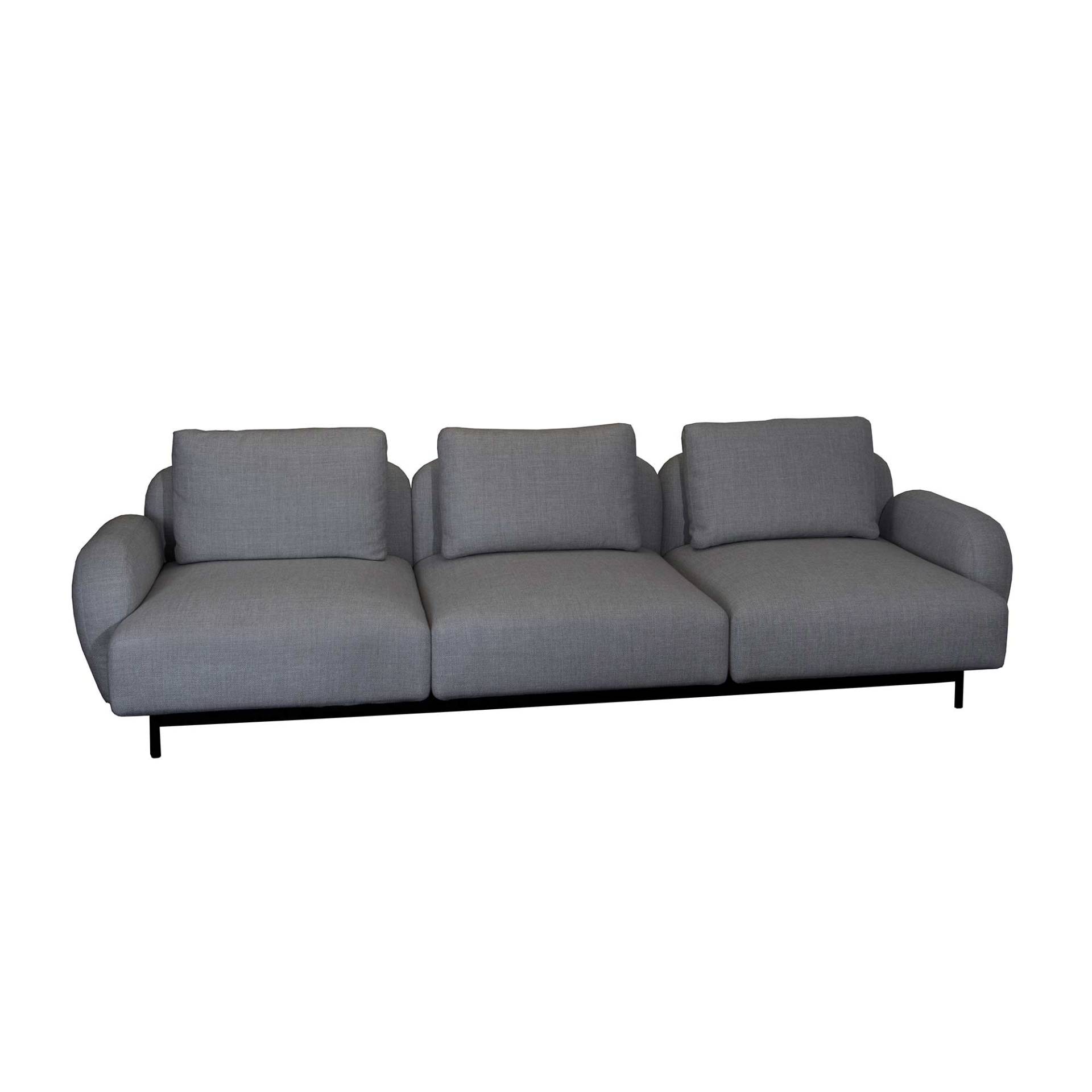 Cane-Line - Aura 3-Sitzer Sofa mit Ottoman - dunkelgrau/Cane line Ambience (41 % Acryl, 38 % Polyester, 21 % Baumwolle)/Gestell Metall schwarz/BxHxT.. von Cane-Line