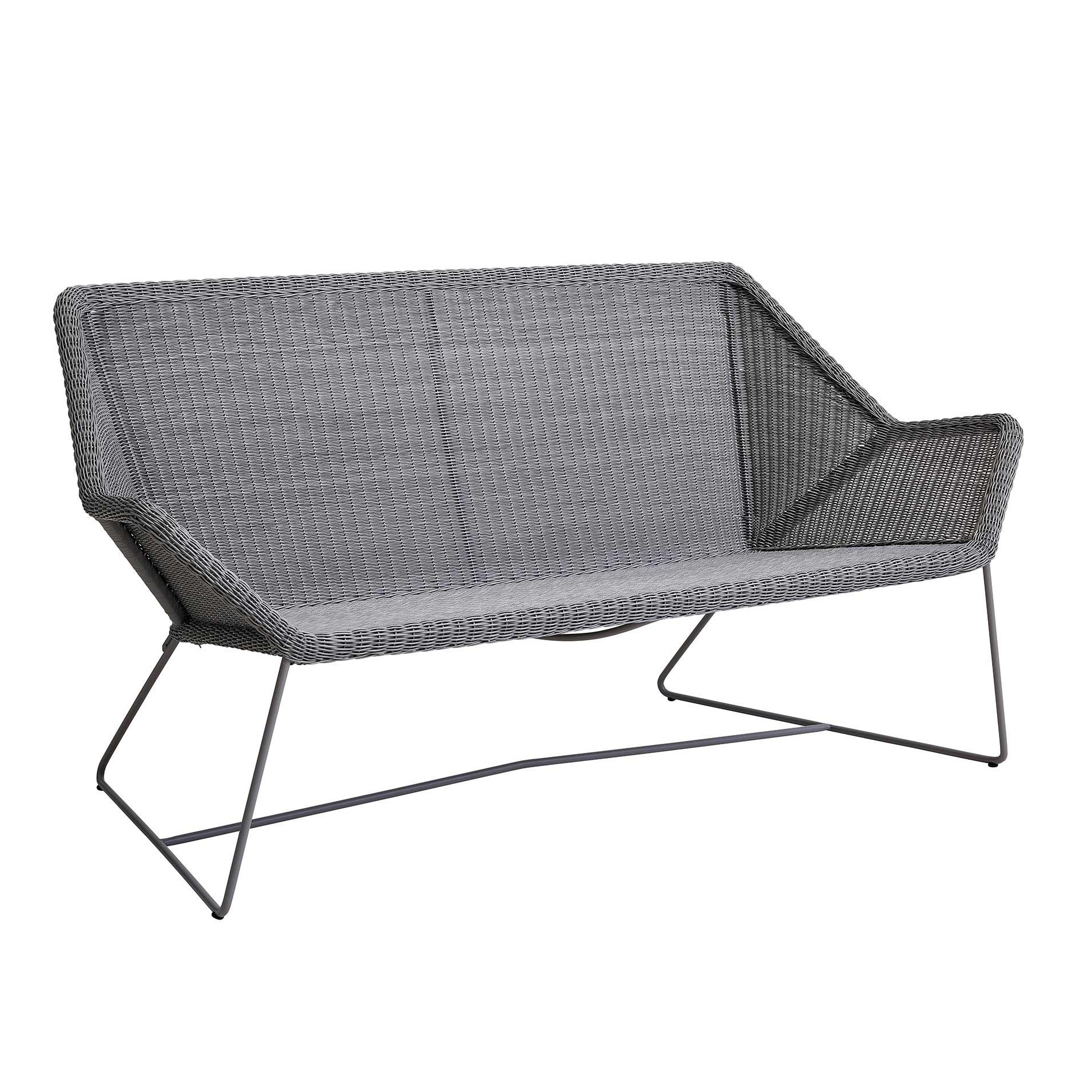Cane-Line - Breeze 2-Sitzer Outdoor Lounge Sofa - hellgrau/Sitzfläche Cane-line Faser/Gestell Stahl pulverbeschichet/BxHxT 154x78x76cm von Cane-Line