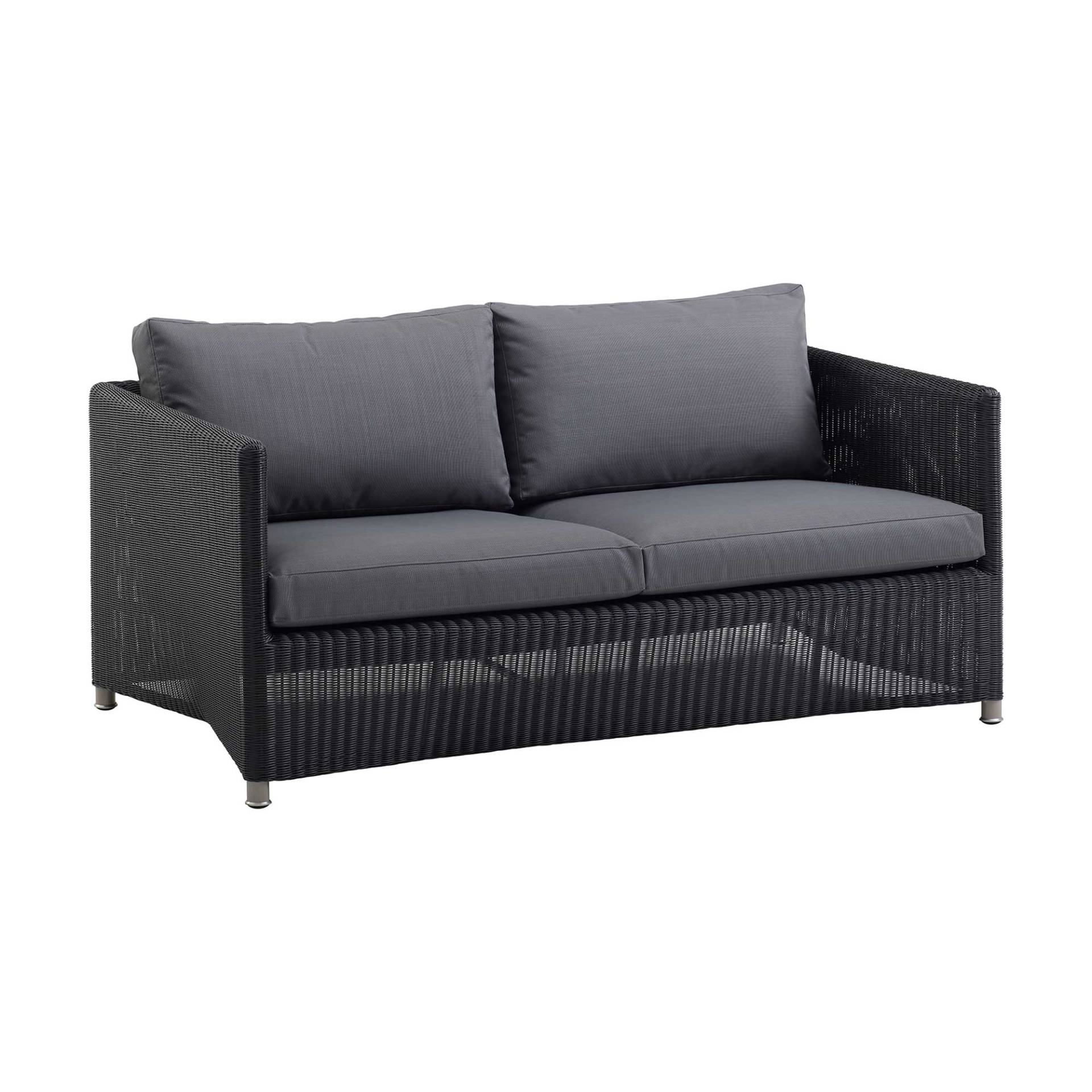 Cane-Line - Diamond 2-Sitzer Gartensofa - graphit, grau/Stoff Cane-line Natté/Gestell Cane-line Weave, Aluminium/BxHxT 150x63x88cm von Cane-Line