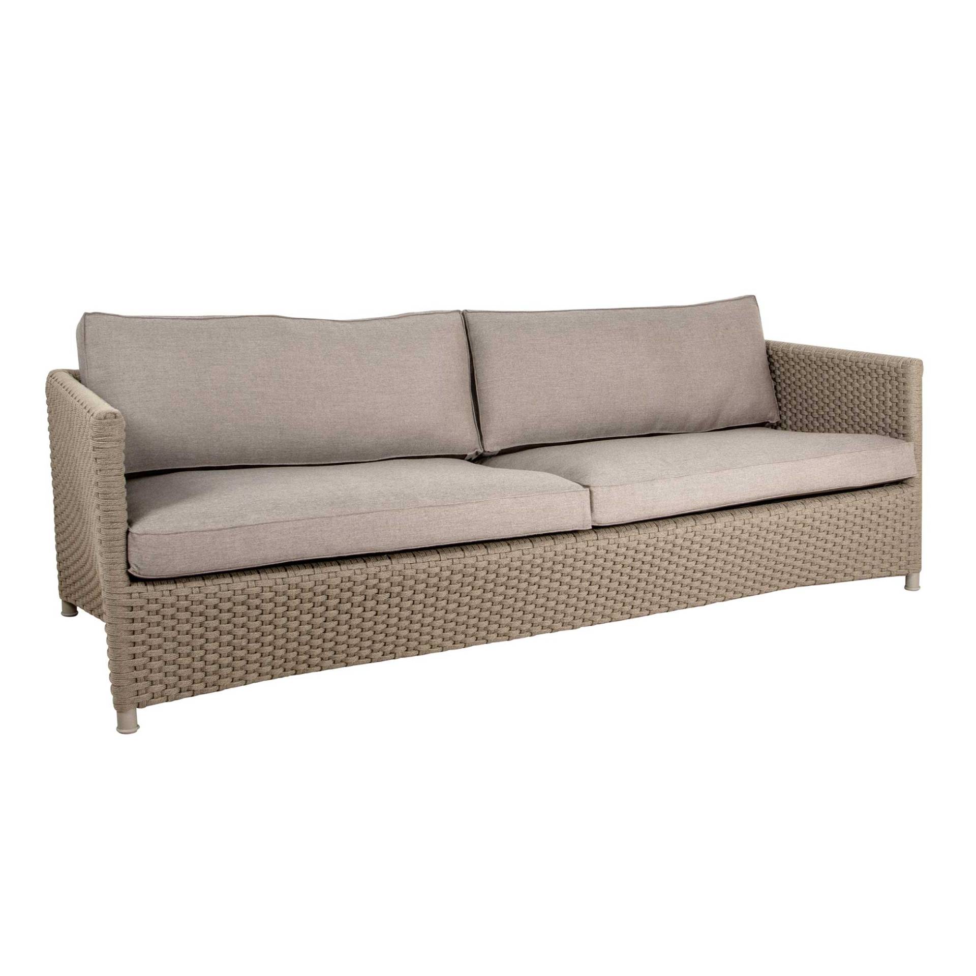 Cane-Line - Diamond 3-Sitzer Gartensofa - taupe/Stoff Cane-line Natté/Gestell Cane-line Weave, Aluminium/BxHxT 209x63x88cm von Cane-Line