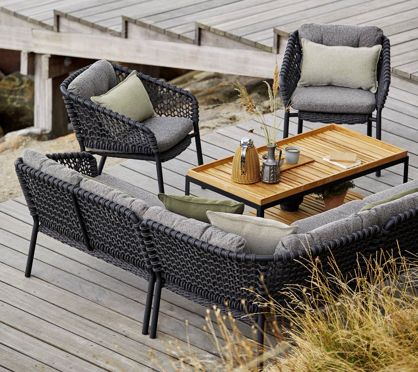 Cane - Line Gartenstuhl CANE-LINE Ocean Loungesessel, Stapelbar Dark grey, Cane-line Soft Rope von Cane - Line