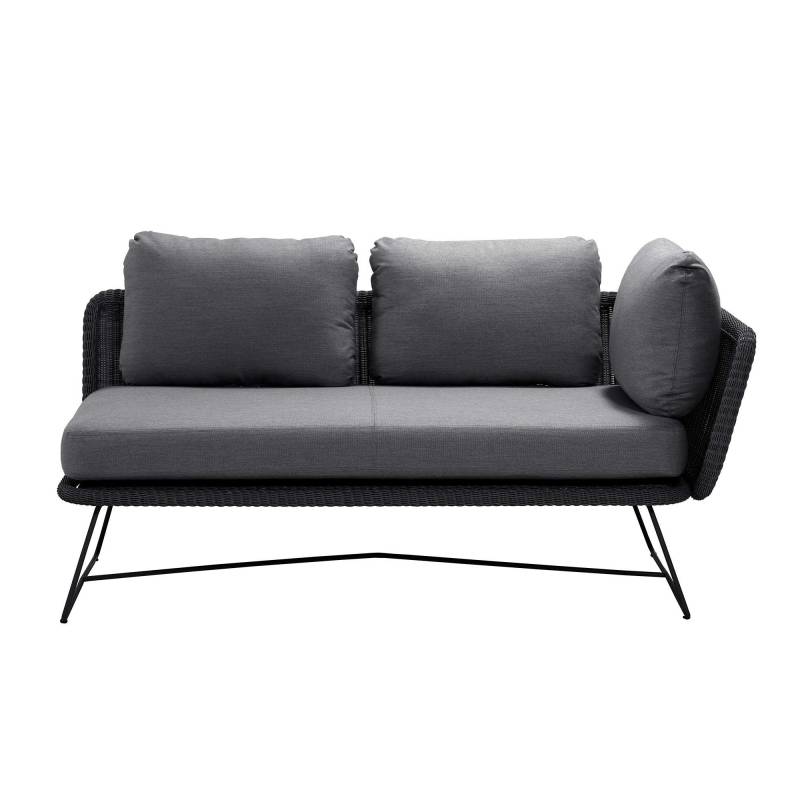 Cane-Line - Horizon Sofa Modul 2-Sitzer links - schwarz/grau/Sitzfläche Cane-line Faser/Kissen Cane-line Natté/BxHxT 158x66x85cm von Cane-Line