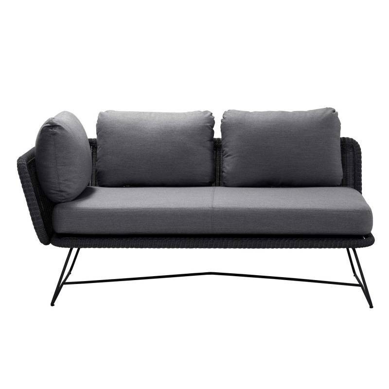 Cane-Line - Horizon Sofa Modul 2-Sitzer rechts - schwarz/grau/Sitzfläche Cane-line Faser/Kissen Cane-line Natté/BxHxT 158x66x85cm von Cane-Line