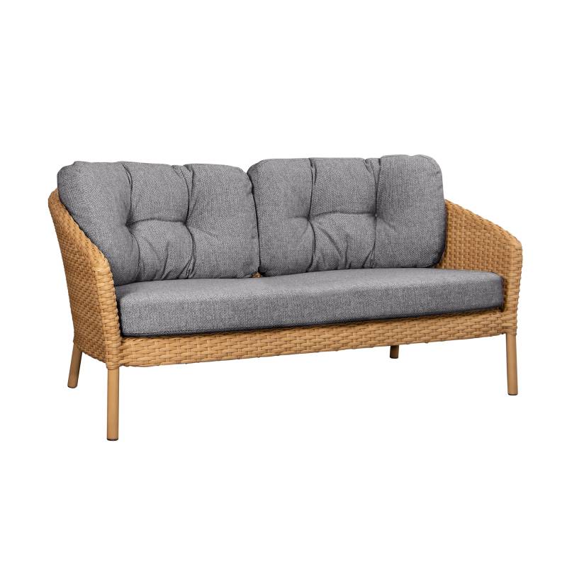 Cane-Line - Ocean Large 2-Sitzer Outdoor Sofa - natur, dunkelgrau/Stoff Cane-line Wove/ QuickDry & Airflow-System/Gestell Cane-line Flat Weave/BxHxT 1 von Cane-Line