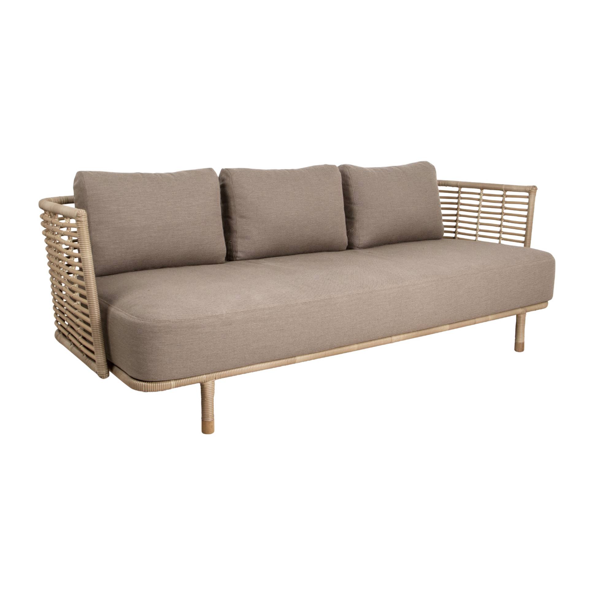 Cane-Line - Sense 3-Sitzer Outdoor Sofa - taupe, natur/Stoff Cane-line Airtouch/Gestell Cane-line Weave/BxHxT 225x77x90cm von Cane-Line