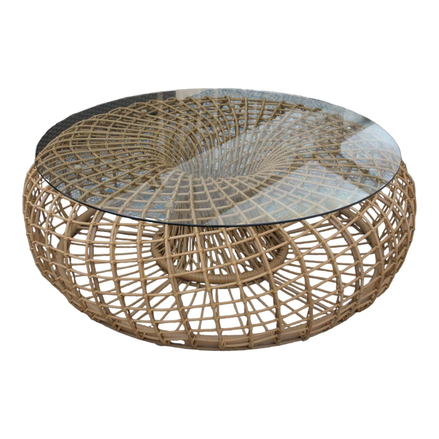 Couchtisch Nest Platte Klarglas Gestell Weave Natural von Cane Line