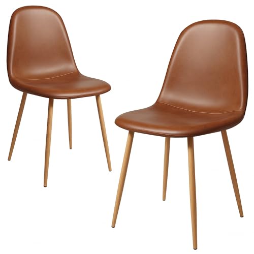 CangLong 2er-Set Esszimmerstühle, Retro-Polsterstühle für Küche und Esszimmer, Esszimmerstuhl aus Kunstleder mit Metallbeinen, Braun CangLong 2er-Set Esszimmerstühle, Retro-Polsterstühle für Küche und Esszimmer, Esszimmerstuhl aus Kunstleder mit Metallbeinen, Braun von CangLong
