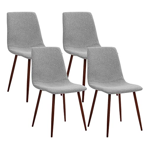 CangLong Esszimmerstühle, Kitchen Fabric Cushion Seat Back, Modern Mid Century Living Room Side Metal Legs Dining Chair, Set of 4, Foam, Grey 1 von CangLong