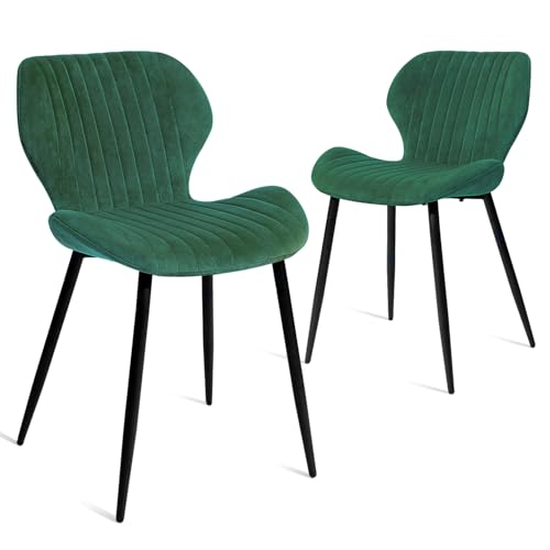 CangLong Mid Century Modern Leisure Upholstered Metal Legs for Kitchen Living Room Dining Chair,Set of 2, Velvet, Foam, Green 1 von CangLong