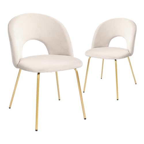 CangLong Stuhl, Samt, mit Metallbeinen, für Küche, Esszimmer, Beige von CangLong