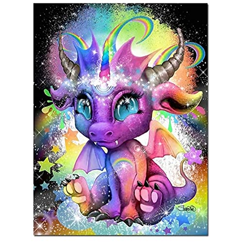 DIY 5D Diamant Malerei Kits Cartoon Drache Erwachsene Kinder Voll Bohrer Strass Stickerei Kreuzstich Diamond Painting Arts Craft für Home Wohnzimmer Wand Decor Kunst Geschenk Round Drill 50x70cm L1683 von CangManMan