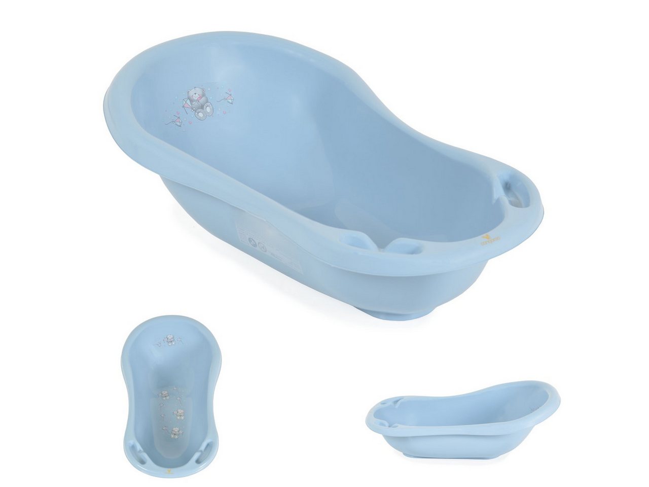 Cangaroo Babybadewanne Baby Badewanne Basic 80 cm, rutschfest, anatomische Form, Ablagefächer von Cangaroo