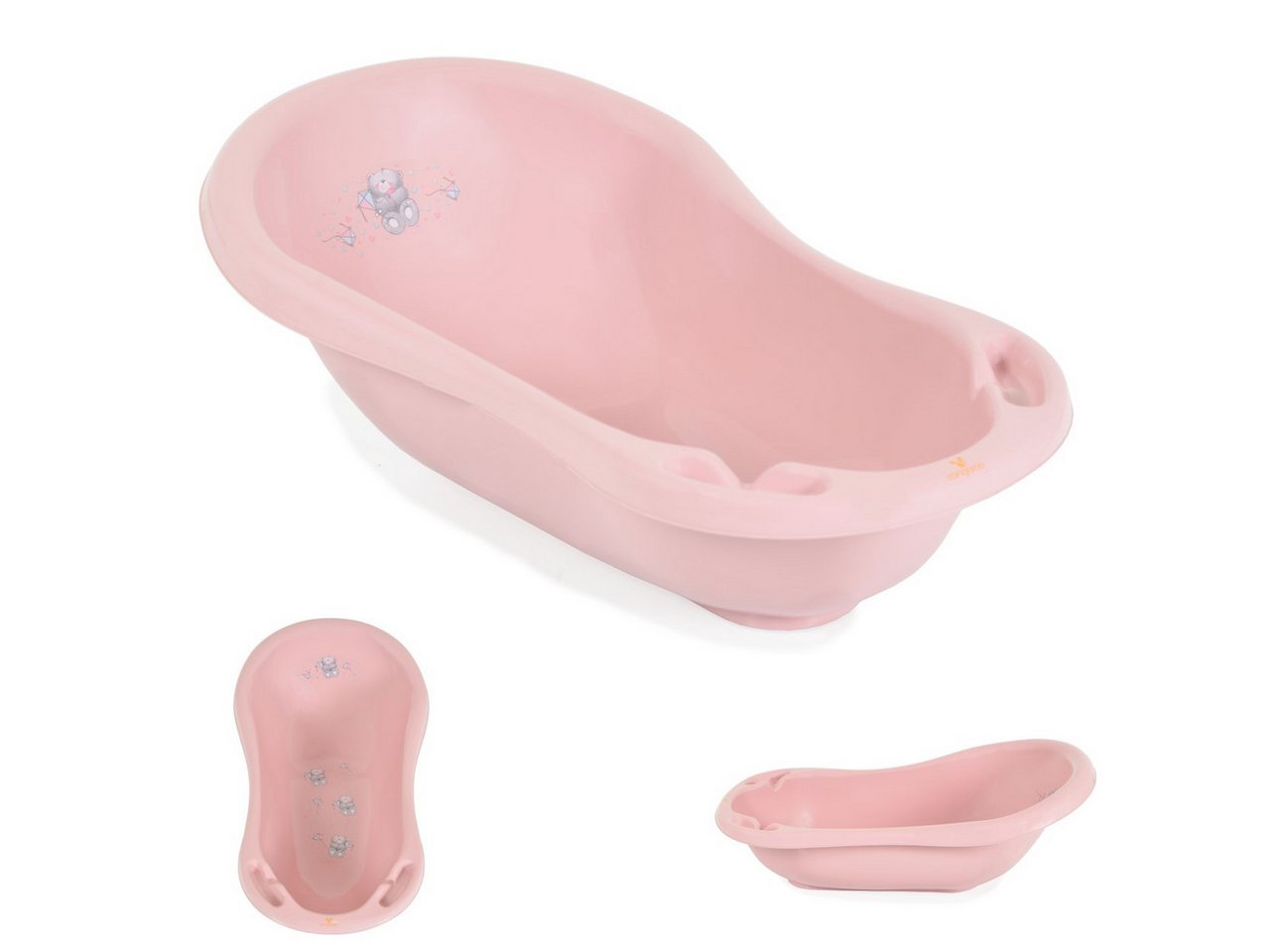 Cangaroo Babybadewanne Baby Badewanne Basic 80 cm, rutschfest, anatomische Form, Ablagefächer von Cangaroo