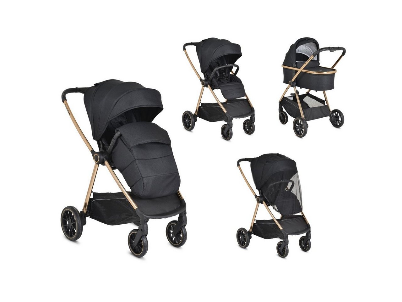 Cangaroo Kombi-Kinderwagen Kinderwagen 2 in 1 Hydra, Babywanne Sportsitz Fußabdeckung Moskitonetz von Cangaroo