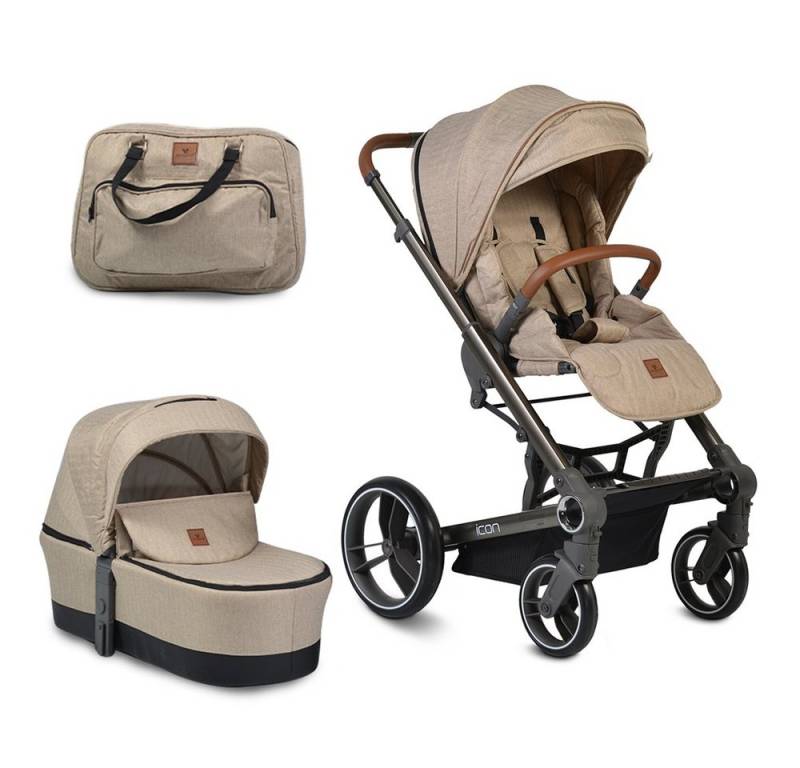 Cangaroo Kombi-Kinderwagen Kombikinderwagen Icon 2 in 1, Sportsitz Babywanne Wickeltasche PU-Räder von Cangaroo