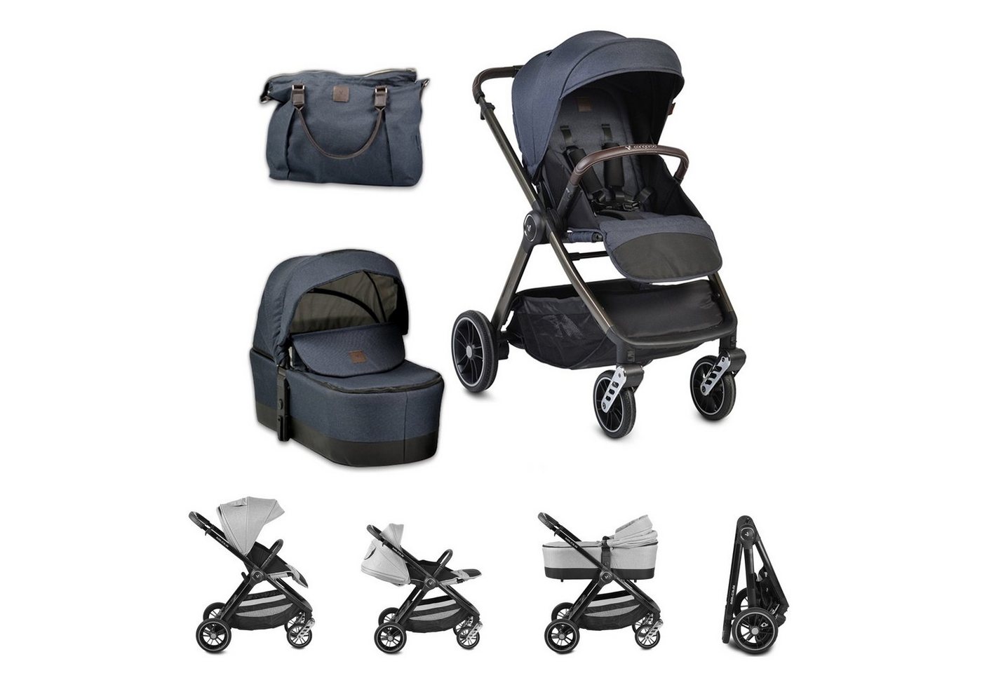 Cangaroo Kombi-Kinderwagen Kombikinderwagen Macan 2 in 1, Babywanne Sportsitz Tasche PU-Räder Gurt Cangaroo Kombi-Kinderwagen Kombikinderwagen Macan 2 in 1, Babywanne Sportsitz Tasche PU-Räder Gurt von Cangaroo