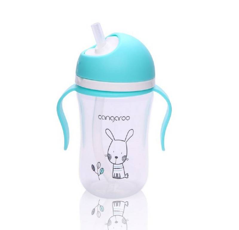 Cangaroo Trinkflasche Trinklernbecher 300ml C0582, Trinkhalm Anti-Kolik Deckel drehbar Griffe von Cangaroo