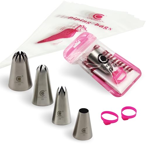Cangool Groß Spritztüllen Set Muster #2D #1M #1G #8A - Profi-Qualität für beeindruckende Tortendekorationen - Spritztüllen Groß Set mit vielfältigen Formen von Cangool