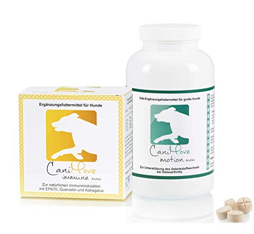 CaniMove Motion & CaniMove Immune (ehemals EPA70) Maxi, je 1 Packung hochentwickelte Ergänzungsfuttermittel für große Hunde zur Unterstützung bei degenerativen Problemen des Bewegungsapparates. CaniMove Motion & CaniMove Immune (ehemals EPA70) Maxi, je 1 Packung hochentwickelte Ergänzungsfuttermittel für große Hunde zur Unterstützung bei degenerativen Problemen des Bewegungsapparates. von CaniMove