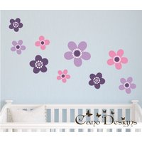Blumen-Set Von 9, Wiederverwendbaren Stoff Abziehbilder, Abnehmbar, Wiederverwendbar Und Repositionierbar von CanoDesigns
