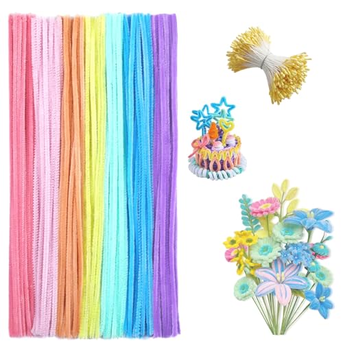 Canollo 100 Stück Macaron-Farbe Pfeifenreiniger zum Basteln mit 100 Stück Staubblatt Gelb, Pfeifenputzer zum Basteln Blumen, 30cm Pipe Cleaners, Chenilledraht Pastell für Kreative DIY-Projekte Canollo 100 Stück Macaron-Farbe Pfeifenreiniger zum Basteln mit 100 Stück Staubblatt Gelb, Pfeifenputzer zum Basteln Blumen, 30cm Pipe Cleaners, Chenilledraht Pastell für Kreative DIY-Projekte von Canollo