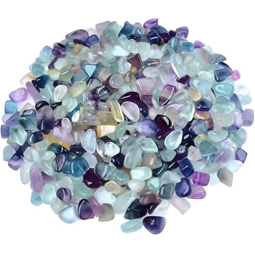 Canollo 100g Muggelsteine Bunt Kinder, Glasnuggets Bunt, Glassteine Bunt Deko, Dekosteine für Vasen 7-9mm, Premium Glassteine Deko, Muggelsteine Bunt, Mosaiksteine zum Basteln (Bunte Fluorit) von Canollo