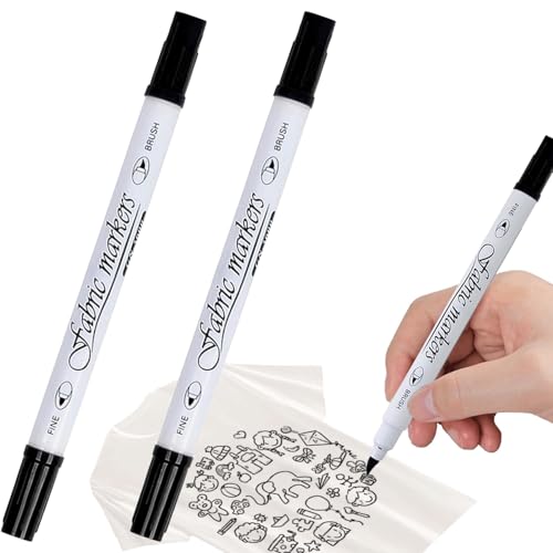 Canollo Textilstifte Waschmaschinenfest mit Doppelspitze, 2 Stück Textilfarbe Schwarz, Textilmarker Waschmaschinenfest, Stoffmalstifte, Textilstift Schwarz für Textilien Schuhe Die Hemden Hüten Canollo Textilstifte Waschmaschinenfest mit Doppelspitze, 2 Stück Textilfarbe Schwarz, Textilmarker Waschmaschinenfest, Stoffmalstifte, Textilstift Schwarz für Textilien Schuhe Die Hemden Hüten von Canollo