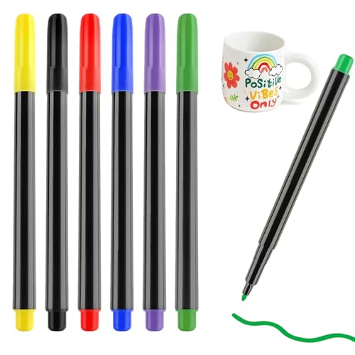 Canollo 8 Farben Porzellanstifte Spülmaschinenfest, Keramik Bemalen Stifte Set, Porzellanfarbe Spülmaschinenfest, Wasserfestern Marker, Glasmalstift für Design und Bemalen auf Porzellan von Canollo