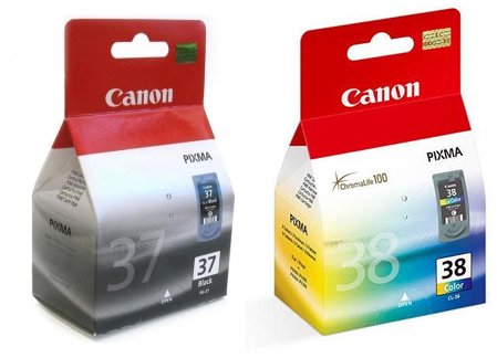 Canon 2 PG-37 / CL-38 Original Printer Ink Cartridge - for use with Pixma iP1800 iP1900 iP2500 IP2580 iP2600 MP140 MP190 MP210 MP220 MP470 MX300 MX310 - Black+Tri-Colour- Light User von Canon