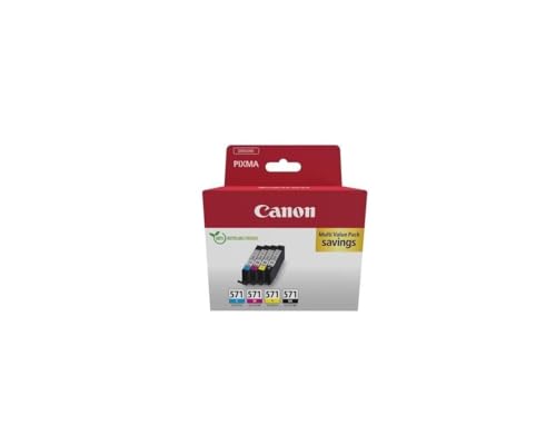 Canon CLI-571 C M Y BK Vorteilspack 4 Tintenpatronen (Schwarz, Cyan, Magenta, Gelb) Original [Umweltfreundliche Recycle-Kartonverpackung 2024] von Canon