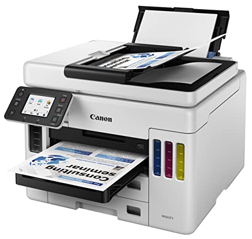 Canon MAXIFY GX7050 MegaTank Multifunktionsdrucker 4in1 (Tintenstrahl, Drucken, Kopieren, Scannen, Faxen, A4, WLAN, LAN, 6,7 cm LCD Touch, Duplex-Druck und -Scan, niedrige Druckkosten, 600 Blatt) weiß von Canon