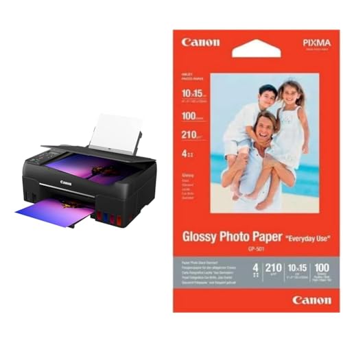 Canon Multifunktionsdrucker PIXMA G650 MegaTank Drucker Tintenstrahldrucker Scanner Kopierer schwarz & Fotopapier GP-501 glänzend weiß - 10x15cm 100 Blatt für Tintenstrahldrucker - PIXMA Drucker von Canon