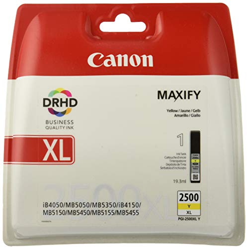Canon PGI-2500 XL Y Druckertinte - Gelb mit hoher Reichweite 19,3 ml für MAXIFY Tintenstrahldrucker ORIGINAL von Canon